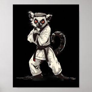 Affiche Art martial Lémurien de kickboxing Judo Taekwondo