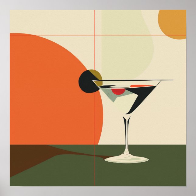 Affiche Art "Martini Moderne Du Milieu Du Siècle" Imprimer (Devant)