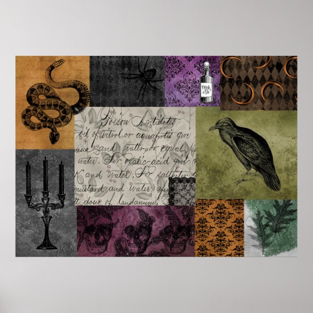 Affiche Art médiéval d'Halloween gothique Éffrayant apothe (Devant)