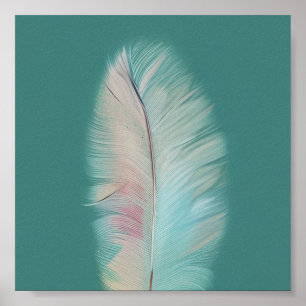 Affiche Art minimaliste à plumes pastel
