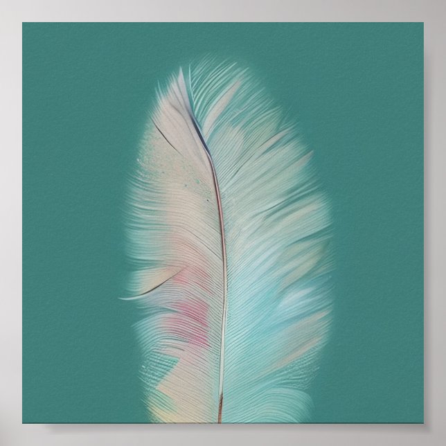 Affiche Art minimaliste à plumes pastel (Devant)