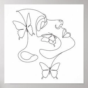 Affiche Art minimaliste Abstrait de la ligne faciale