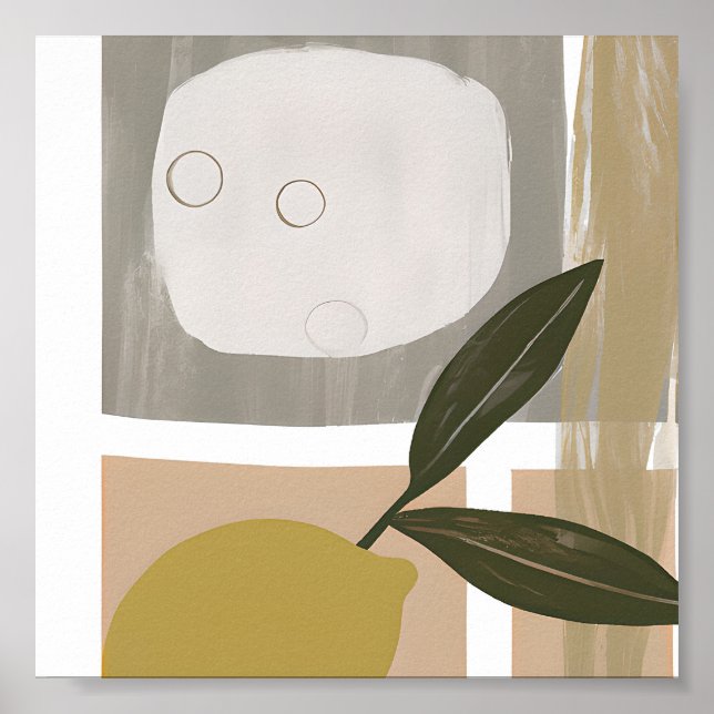 Affiche Art minimaliste citron abstrait (Devant)