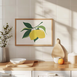 Affiche Art minimaliste de branche de citron à la gouache