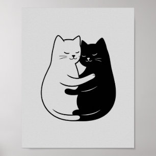 Affiche Art minimaliste de chat noir et blanc pour la mais
