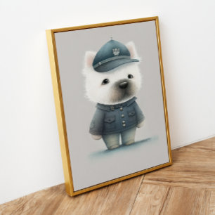 Affiche Art minimaliste de chien : Policier caniche