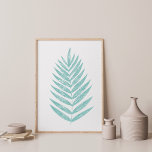 Affiche Art minimaliste de la ligne de feuille de fern mod<br><div class="desc">Une belle ligne moderne minimaliste dessinée d'une jolie feuille de fougère en vert turquoise.</div>
