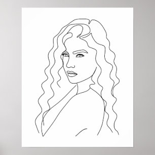 Affiche Art minimaliste de la ligne de la belle femme