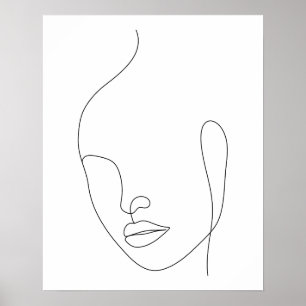 Affiche Art minimaliste de la ligne de visage de la femme