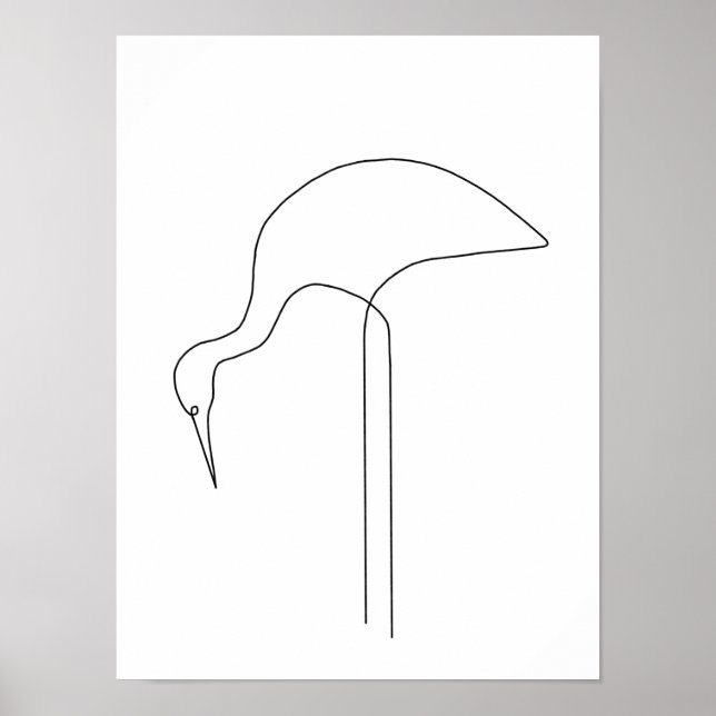 Affiche Art minimaliste de la ligne d'oiseaux d'aigrettes (Devant)