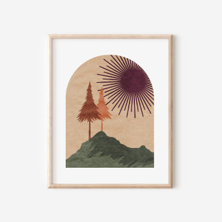 Affiche Art minimaliste de la montagne Boho