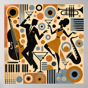 Affiche Art minimaliste de l'ère du jazz du milieu du sièc