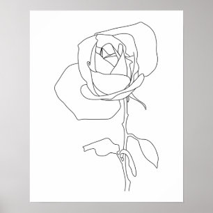 Affiche Art minimaliste de ligne Rose Abstrait