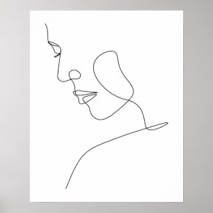 Affiche Art minimaliste des femmes Abstraites face ligne