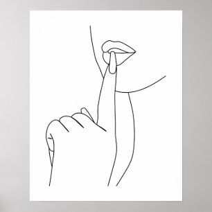 Affiche Art minimaliste des lèvres et ongles de femme