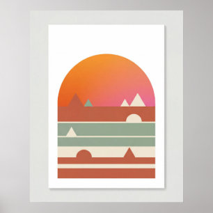 Affiche Art minimaliste du désert au coucher du soleil géo