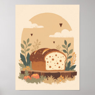 Affiche Art minimaliste Rustique Pain Boho Mur