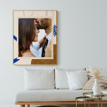 Affiche Art moderne Abstrait Beige Bleu Photo personnalisé<br><div class="desc">Encadrez votre belle photo avec ce mur d'art abstrait moderne en bleu et beige et customisez-la avec votre date spéciale.</div>