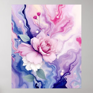 Affiche Art moderne Abstrait coloré.Rose de rêve sur marbr