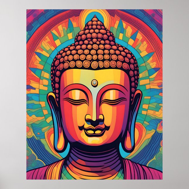 Affiche Art moderne Abstrait | Portrait de Bouddha Calme (Devant)