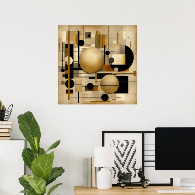 Affiche Art Moderne Beige Et Noir (Bureau à domicile)