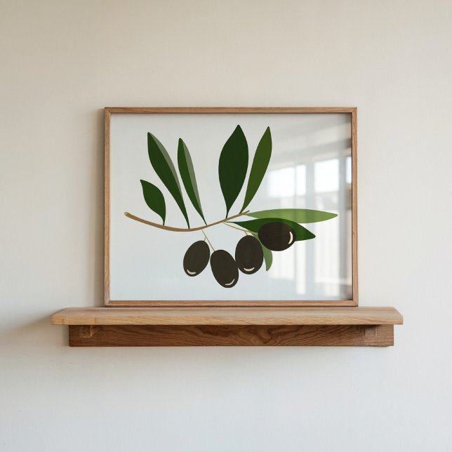 Affiche Art moderne de branche d'olive à la gouache peinte (Créateur téléchargé)