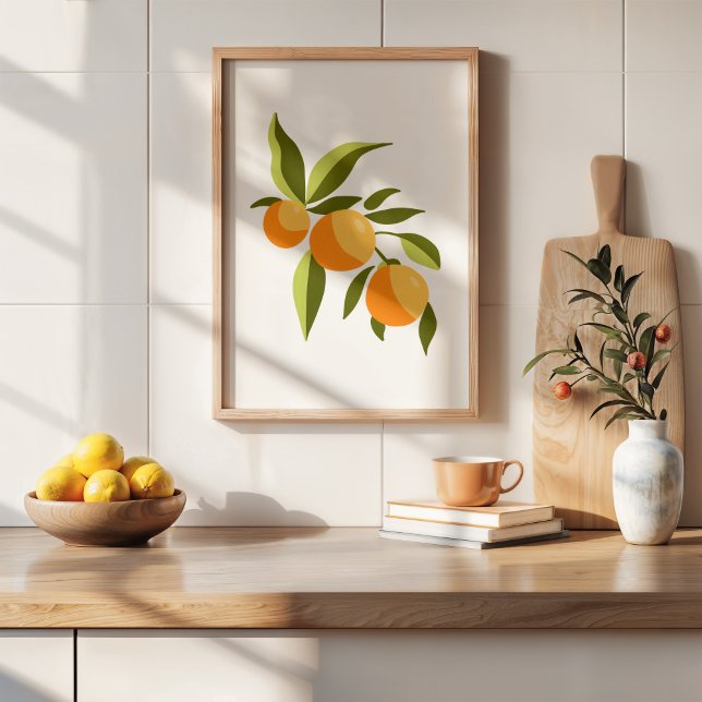 Affiche Art moderne de branche orange à la gouache peinte  (Créateur téléchargé)