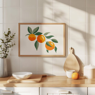 Affiche Art moderne de branche orange à la gouache peinte