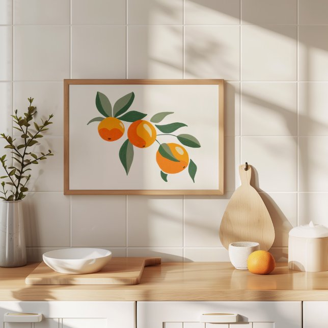 Affiche Art moderne de branche orange à la gouache peinte  (Créateur téléchargé)
