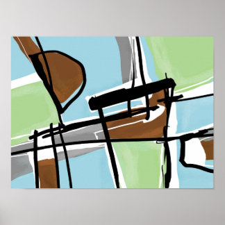 Affiche Art moderne de la peinture Abstraite colorée du mi