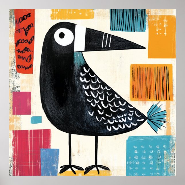 Affiche Art moderne d'oiseau noir (Devant)