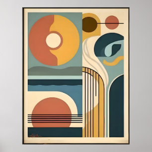 Affiche Art Moderne du Milieu du Siècle Lever de Soleil Co