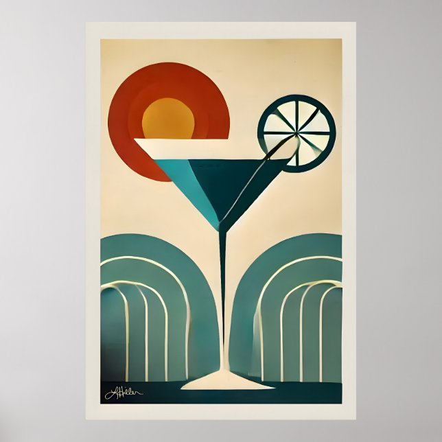 Affiche Art Moderne du Milieu du Siècle Martini du Lever d (Devant)