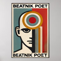 Art Moderne du Milieu du Siècle Poète Beatnik