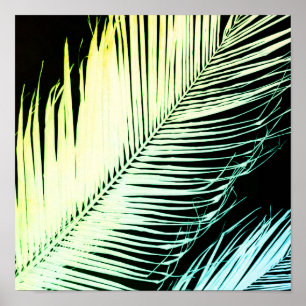 Affiche art moderne et tropical en feuilles de palmes