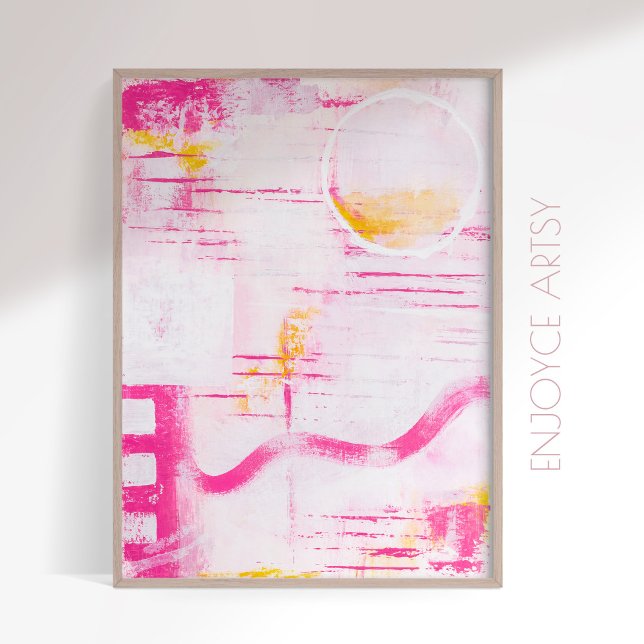 Affiche Art moderne expressif rose abstrait peinture mural (Créateur téléchargé)