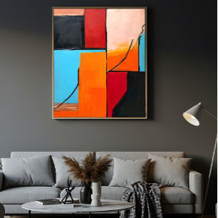 Affiche art moderne, formes géométriques, design abstrait,