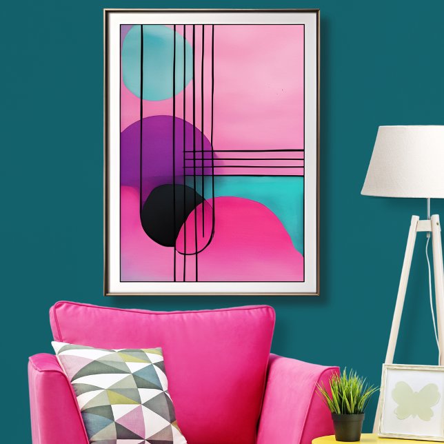 Affiche Art moderne géométrique coloré sans cadre (Add a pop of color to any room with this minimalist modern art poster.)