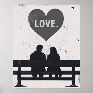 Affiche Art moderne Grunge Love - Urbain, Minimaliste