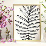 Affiche Art moderne minimaliste de la ligne feuille dessin<br><div class="desc">Art minimaliste moderne de la ligne feuille dessin en noir</div>