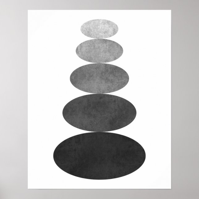 Affiche Art moderne minimaliste zen gravure de galets (Devant)