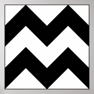 Affiche Art moderne noir blanc zig motif sur