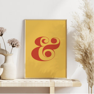 Affiche Art Moderne Orange Ampersand, Palette Couleur Couc