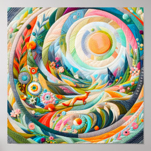 Affiche Art Moderne Rebrodé Look Printemps Paysage