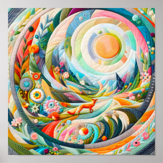 Affiche Art Moderne Rebrodé Look Printemps Paysage