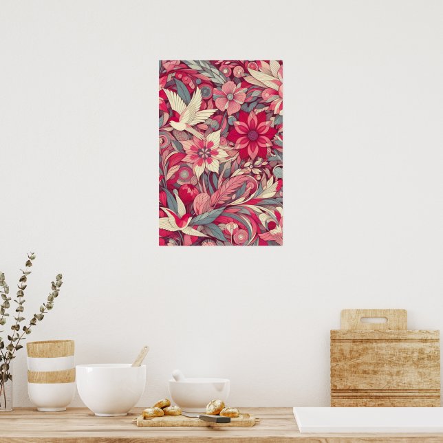 Affiche Art Morris rose (Cuisine)