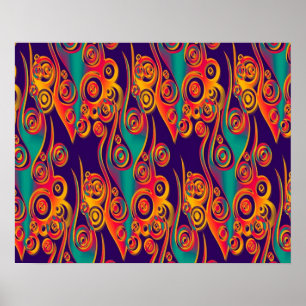 Affiche Art Motif tatouage - flammes & cercles