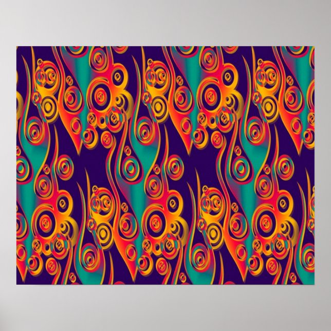Affiche Art Motif tatouage - flammes & cercles (Devant)