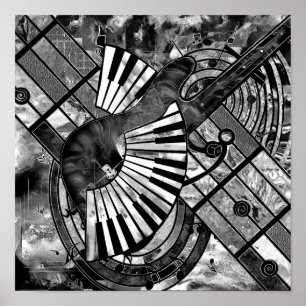 Affiche Art musical Abstrait - Textures mixtes en niveaux 