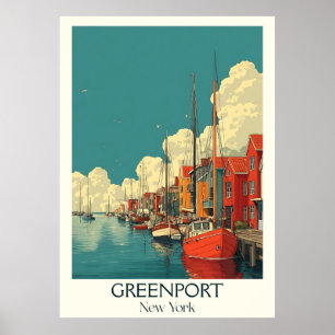 Affiche Art nautique du port Vintage de Greenport New York